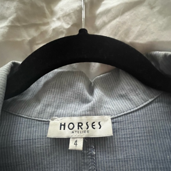 Horses Atelier Fieldsuit  soft blue with tonal skinny stripes. Size 4 - Picture 3 of 6